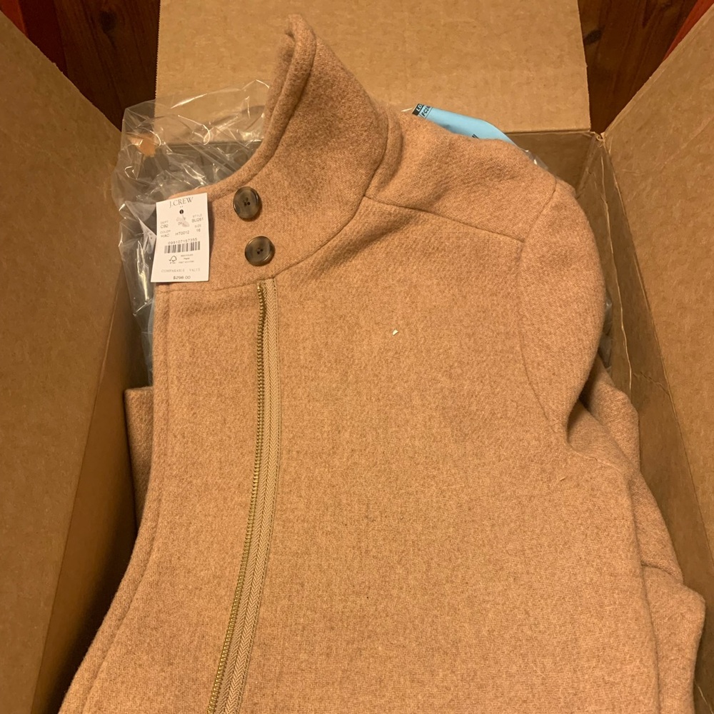 JCrew NWT still in box womens jacket. Never worn. Camel color. Beautiful